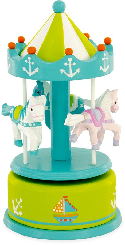 Carrusel / Tiovivo Musical Caballitos -Azul y Verde- Mini