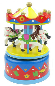 Carrusel / Tiovivo Musical Caballitos -Rojo y Amarillo- Mini