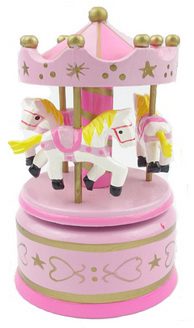 Carrusel / Tiovivo Musical Caballitos -Rosa y Dorado- Mini
