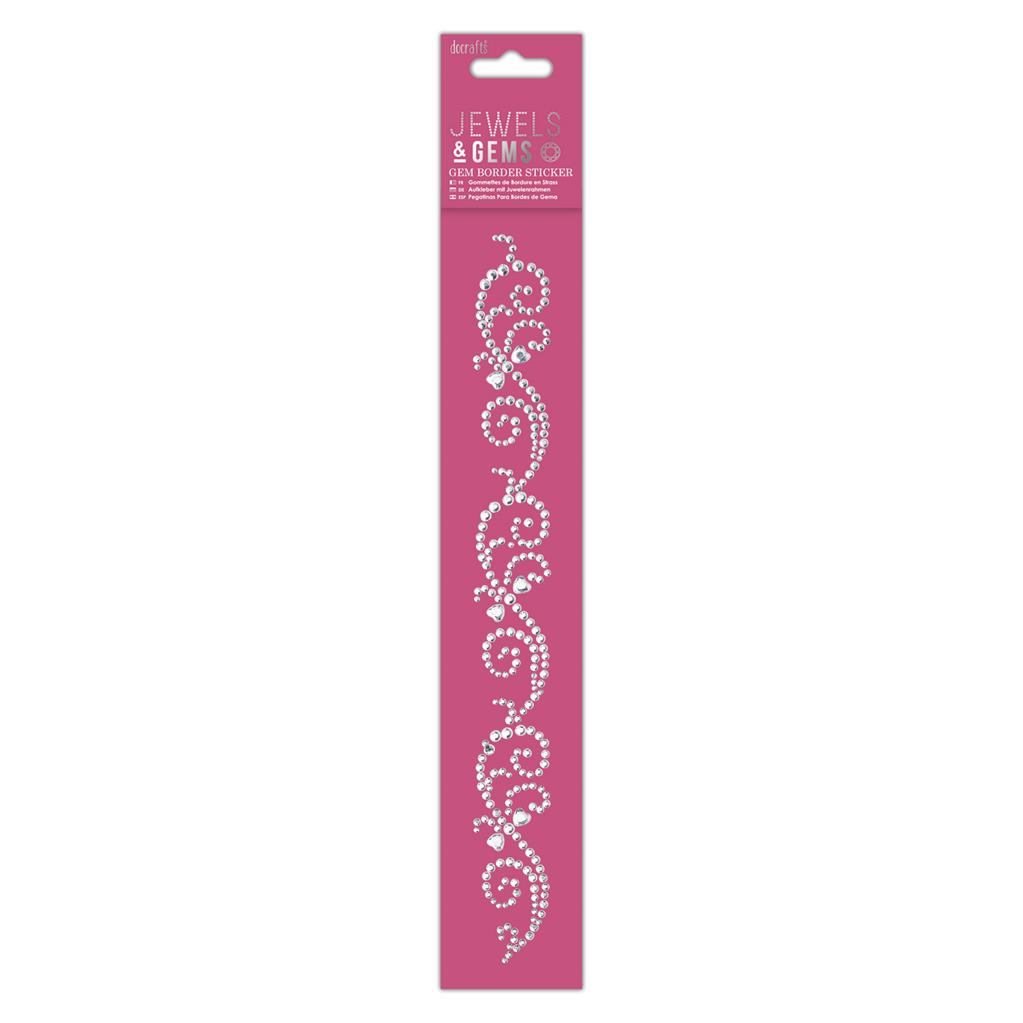 [PMA 356134] Borde de Gemas Adhesivas Jewels & Gems -Floritura Plata- Docrafts