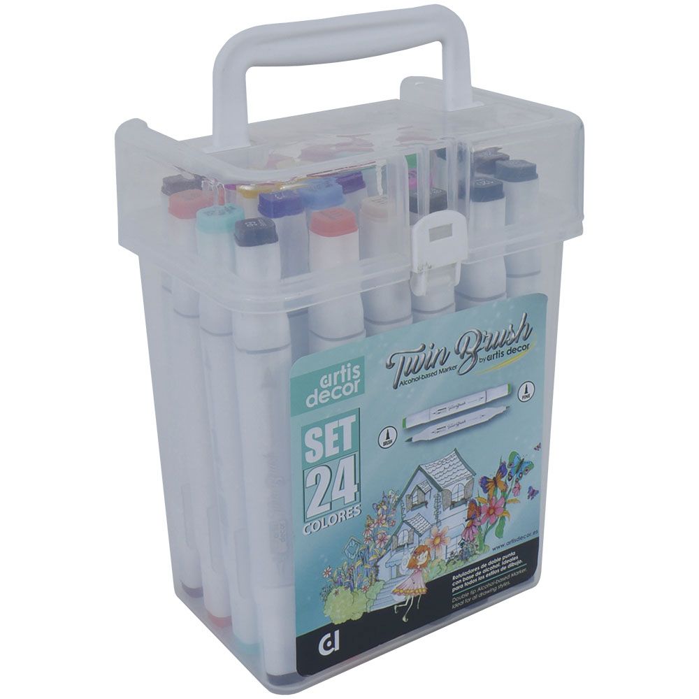 Rotuladores -Twin Brush- Doble Punta Base Alcohol (24 Colores) Artis Decor
