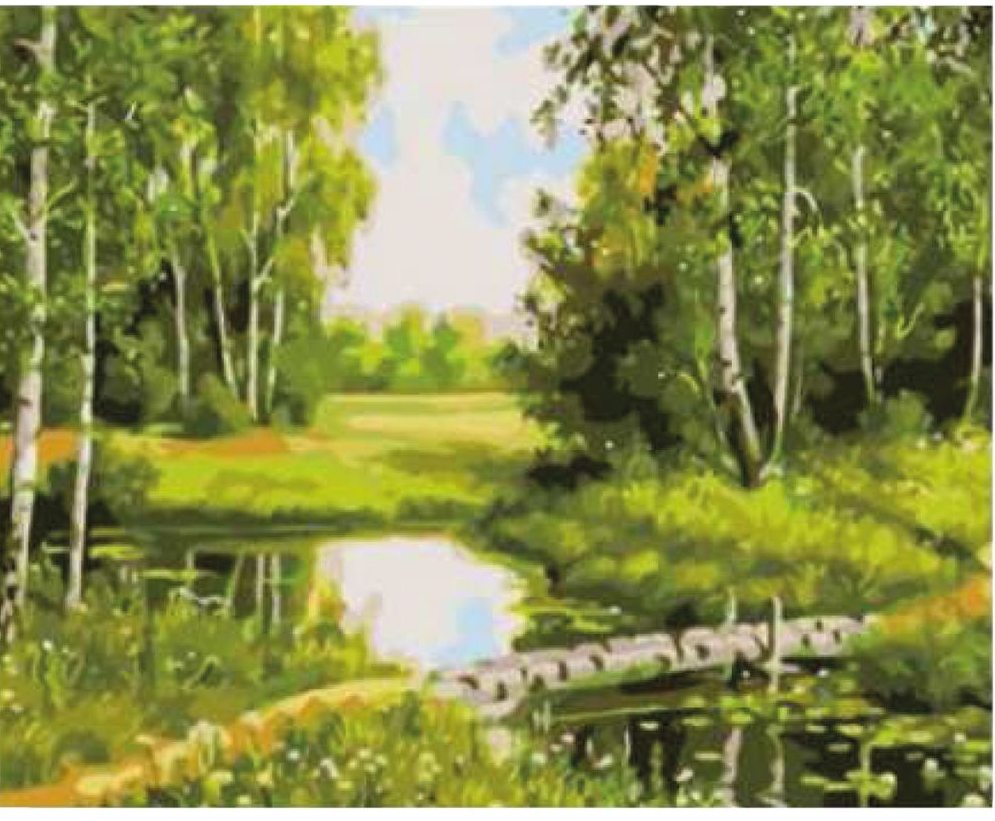 Pintar Por Números -Paisaje Estanque- Bastidor 30 x 40 cm. (27 pzs.)