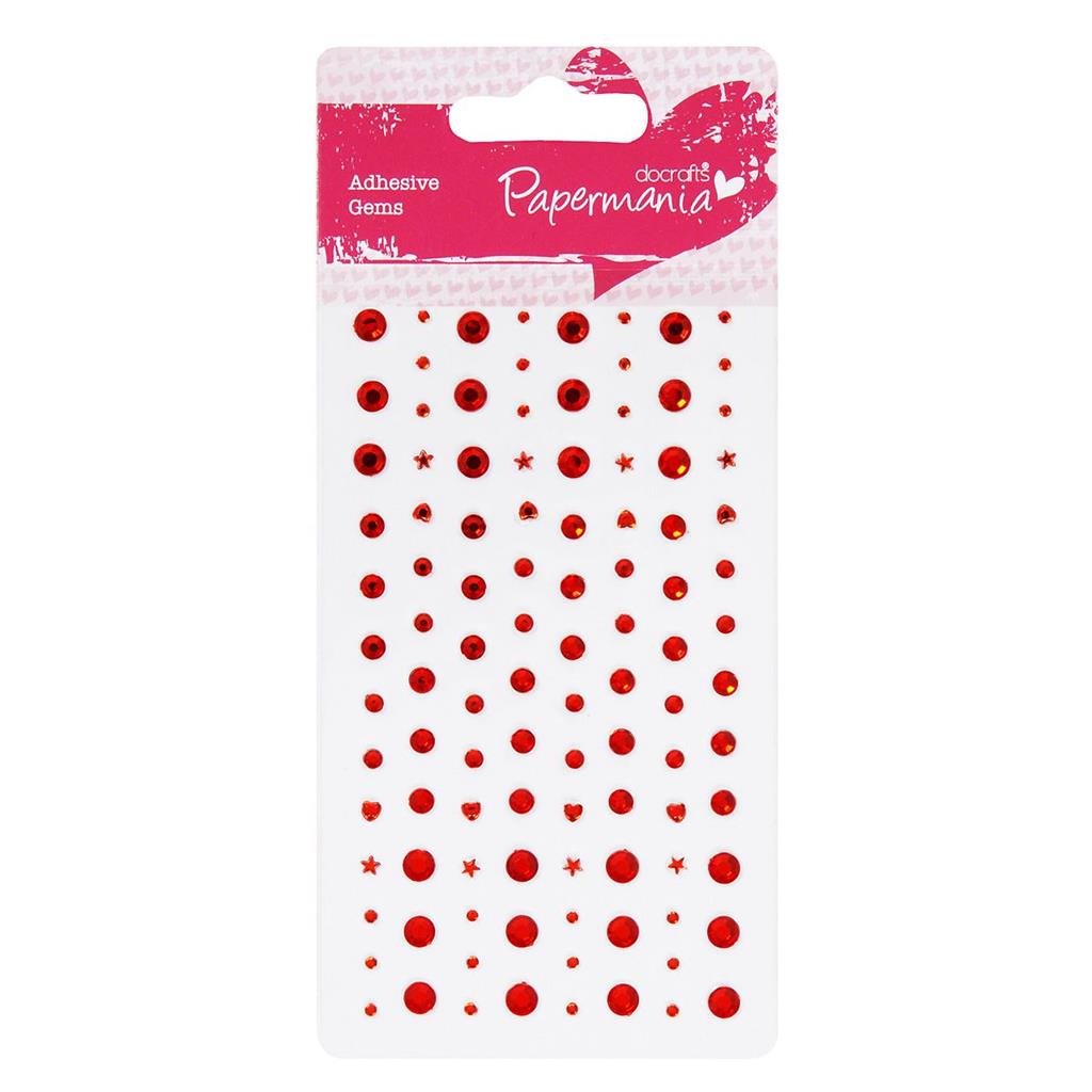 [PMA 351404] Set 104 Piedras Adhesivas Formas Surtidas -Rojas- Docrafts