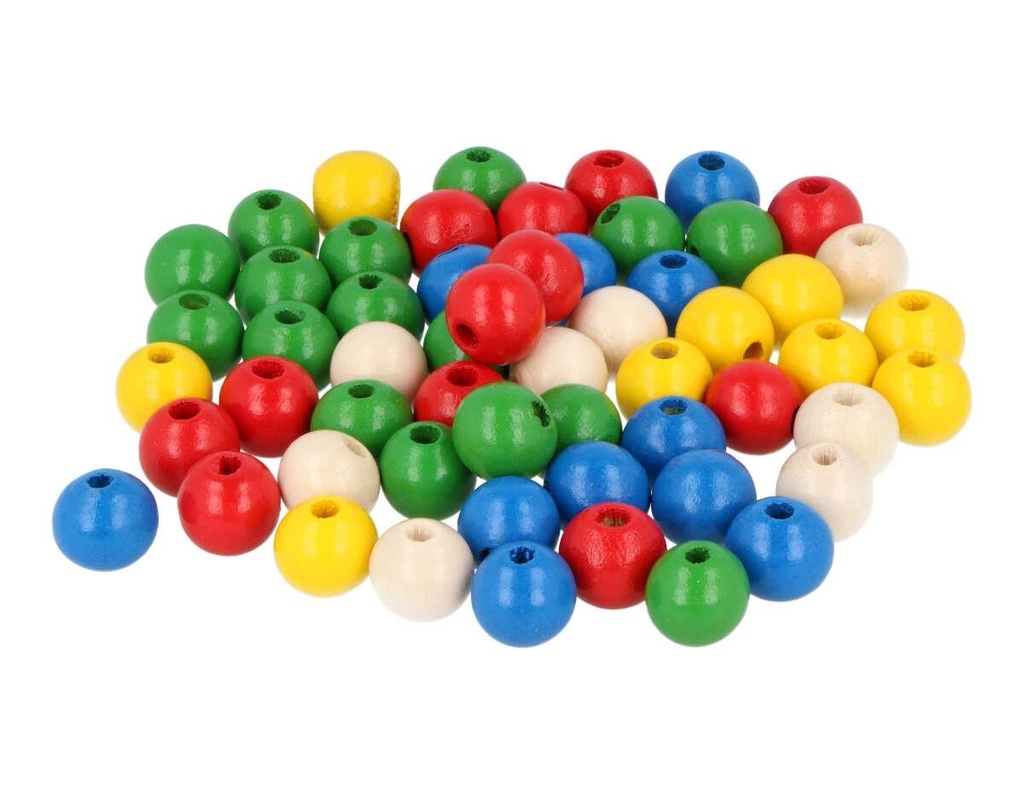 Cuentas Bolas Madera 12 mm. Colores Surtidos (65 pzs. aprox.)