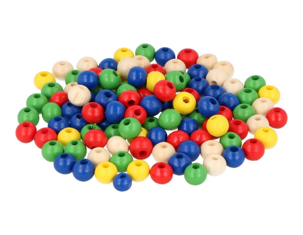 Cuentas Bolas Madera 8 mm. Colores Surtidos (140 pzs. aprox.)
