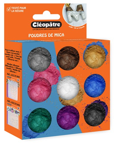 Set 9 Botes (2 gr.) Polvo Mica Colores para Resinas Cleopatre