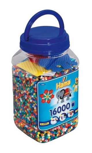 Cubo Hama Midi Colores Surtidos (16.000 pzs.) + 3 Plantillas