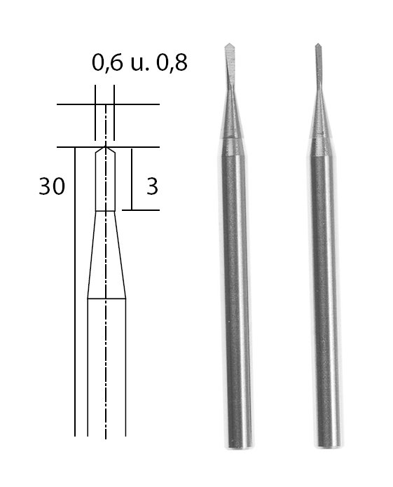 Brocas / Fresas Metal Duro 0,6 / 0,8 mm. (2 pzs.) Proxxon