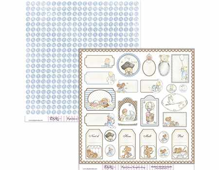 Hoja Scrap 30,5 x 30,5 cm. -Etiquetas Infantiles- Dayka