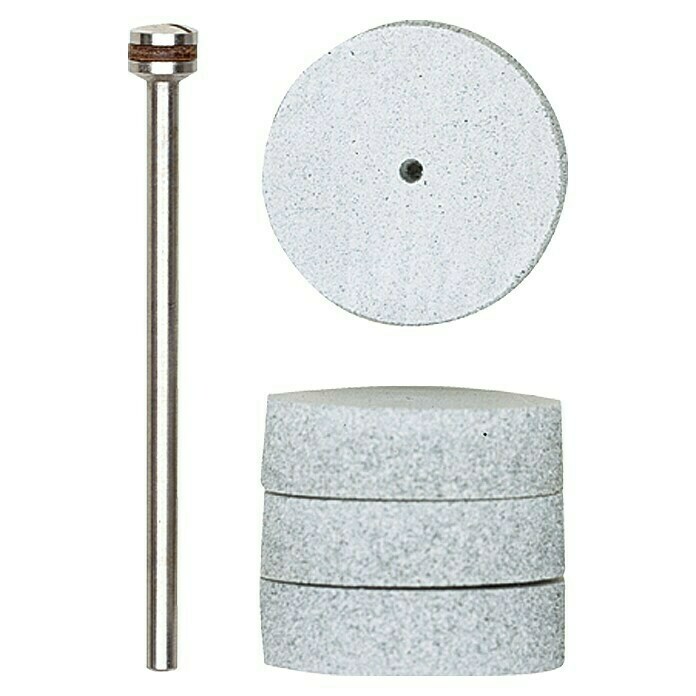 [28296] Pulidores Silicona Elásticos Disco 22 x 6 mm. (4 pzs.) + Eje Proxxon