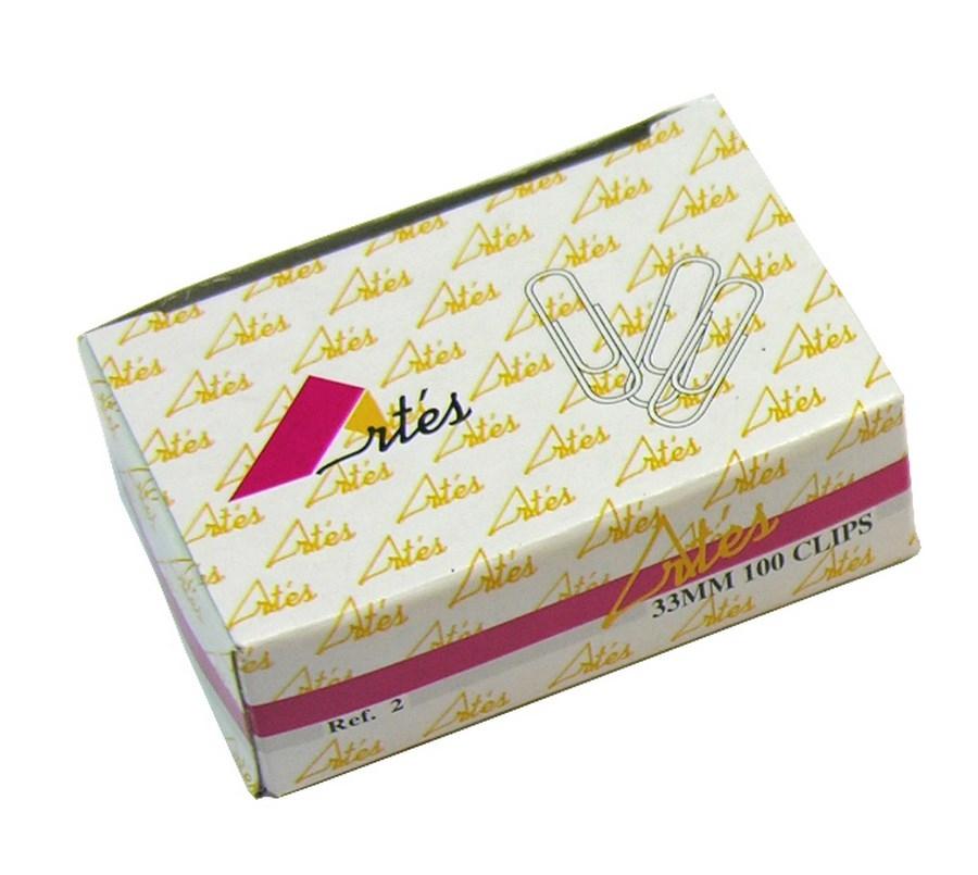 [2660] Caja 100 Clips Labiados Artes (Nº2 33 mm.)