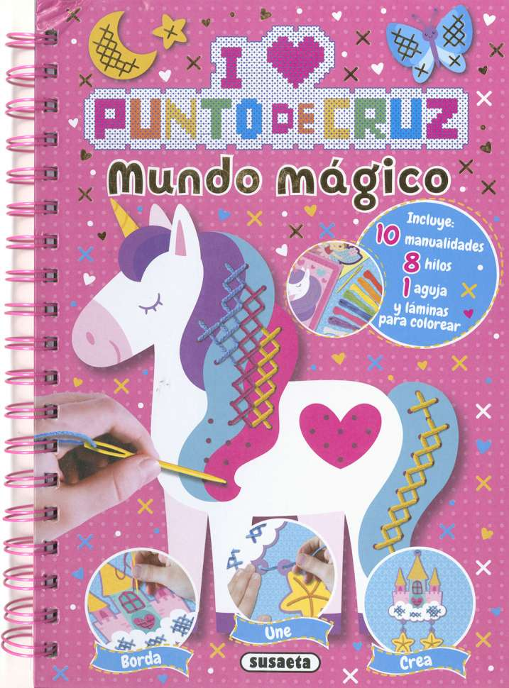 Crea y Colorea -Punto de Cruz: Mundo Mágico- Susaeta Ediciones