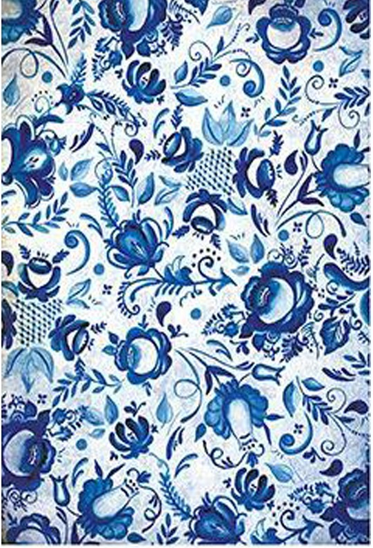 Papel Arroz Decorado 30x40 cm. -Floritura Azul- Cadence