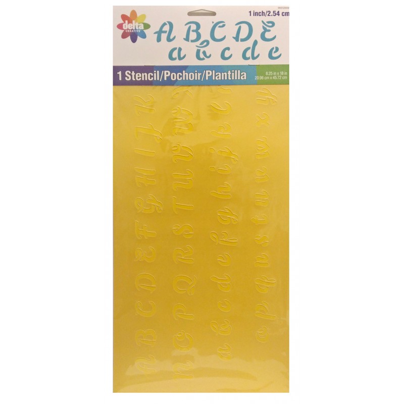 Plantilla Stencil 20,9 x 45,7 cm. -Alfabeto Scrip Grande- Delta Creative