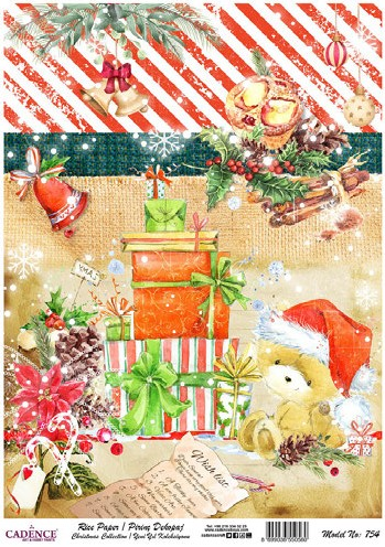 Papel Arroz Decorado 30x40 cm. -Navidad- Cadence