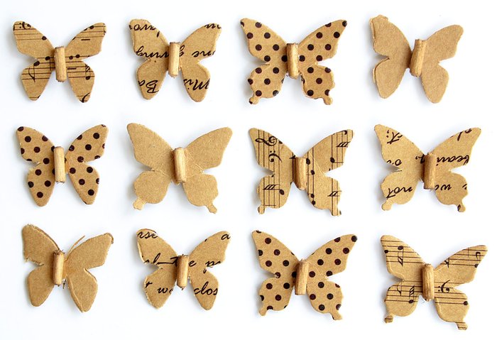 Figuras Papel Kraft -Mariposas Impresas- (12 pzs.) Vaessen Creative