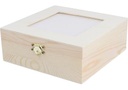 Caja Madera -Infusiones- 16 x 16 x 6 cm. con Vidrio y Separadores