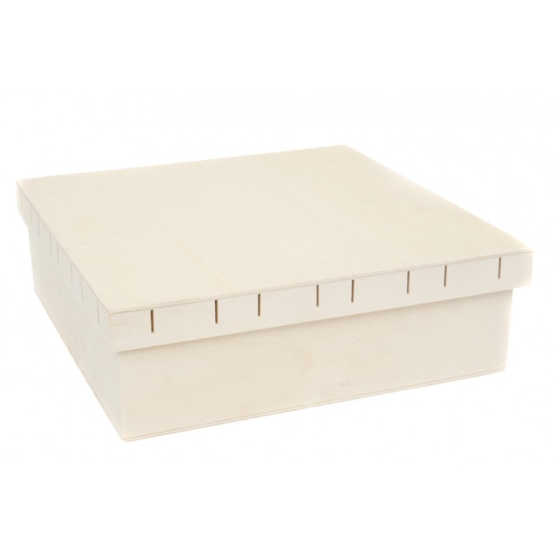 Caja Madera Tapa Pasa Cintas 31,5 x 31,5 x 10 cm.
