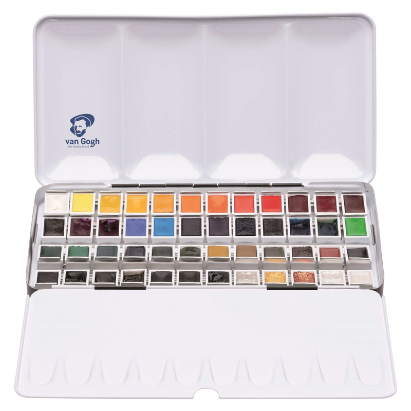 Estuche Metal Acuarela 48 Medias Pastillas Van Gogh Talens