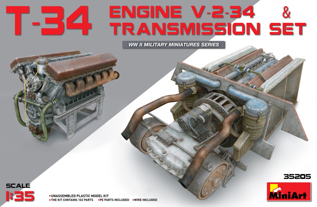 Motor T-34 Engine V-2-34 & Transmission 1/35 MiniArt