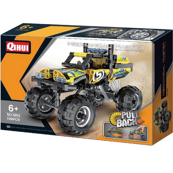 Set de Construcción Coche Off-Road Amarillo "Pull Back" 193 pzs. Qihui