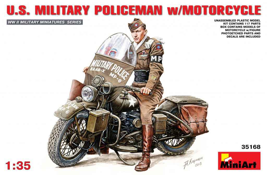 Figura 1/35 US Policía Militar Motorcycle MiniArt