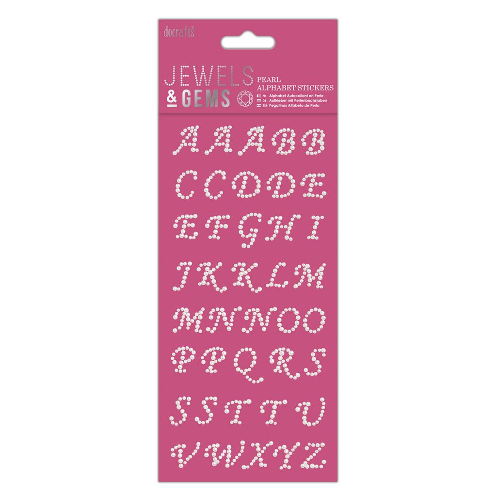 [PMA 356111] Set Stickers Alfabeto Perlas -Italic- Jewels & Gems Docrafts