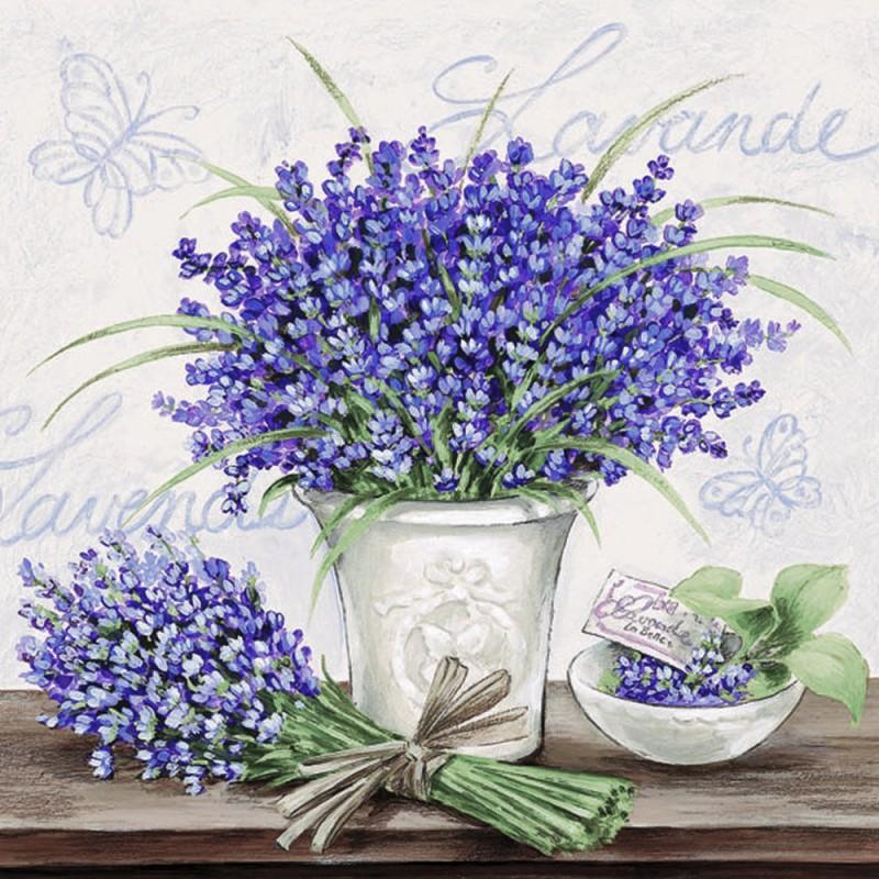 Servilleta 33 x 33 cm. -Lavender Scene Cream-
