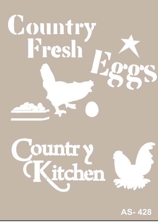 Plantilla Stencil 21 x 30 cm. -Country Fresh Eggs- Cadence