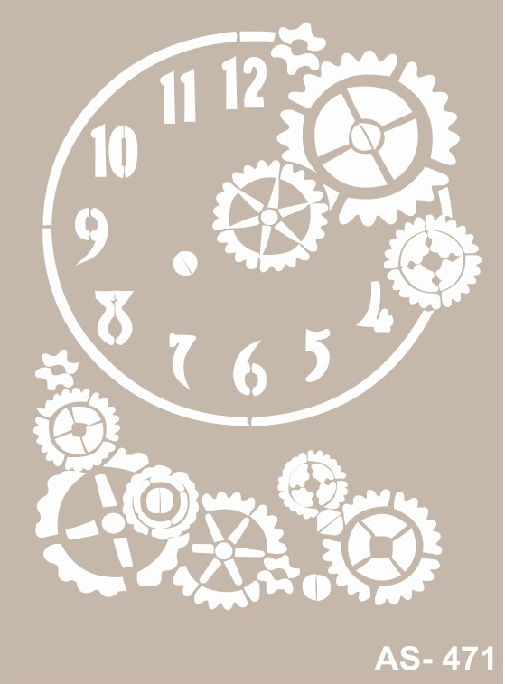 Plantilla Stencil 21 x 30 cm. -Engranajes Esfera- Cadence