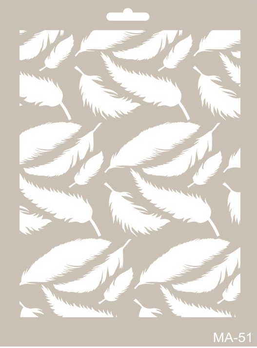 Plantilla Stencil 21 x 30 Mix Media -Plumas- Cadence