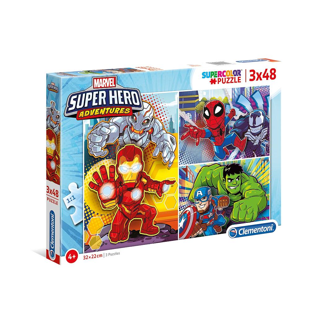 Puzzles 3 x 48 piezas -Superhero- Clementoni