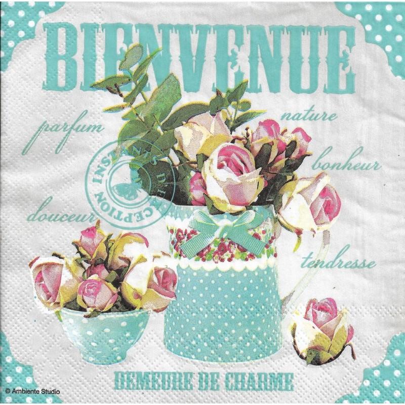 Servilleta 33 x 33 cm. -Bienvenue-