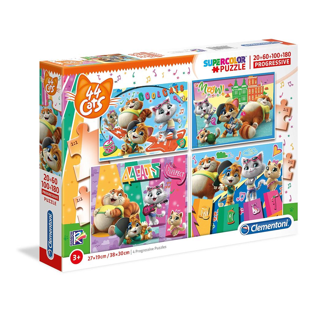 Puzzles Progresivos 20 + 60 + 100 + 180 piezas -44 Gatos- Clementoni