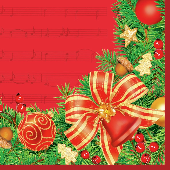 Servilleta 33 x 33 cm. -Lazo Campana Rojo-