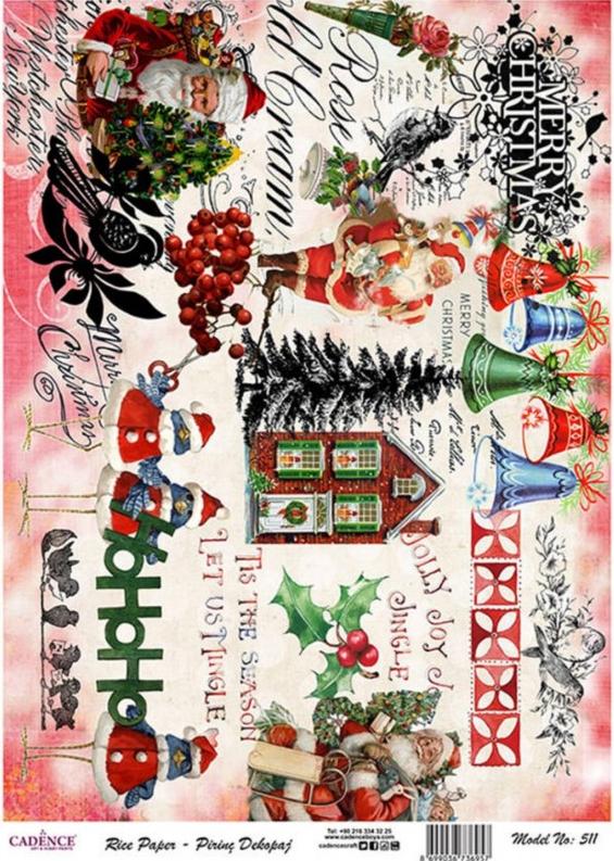 Papel Arroz Decorado 30x40 cm. -Navidad-