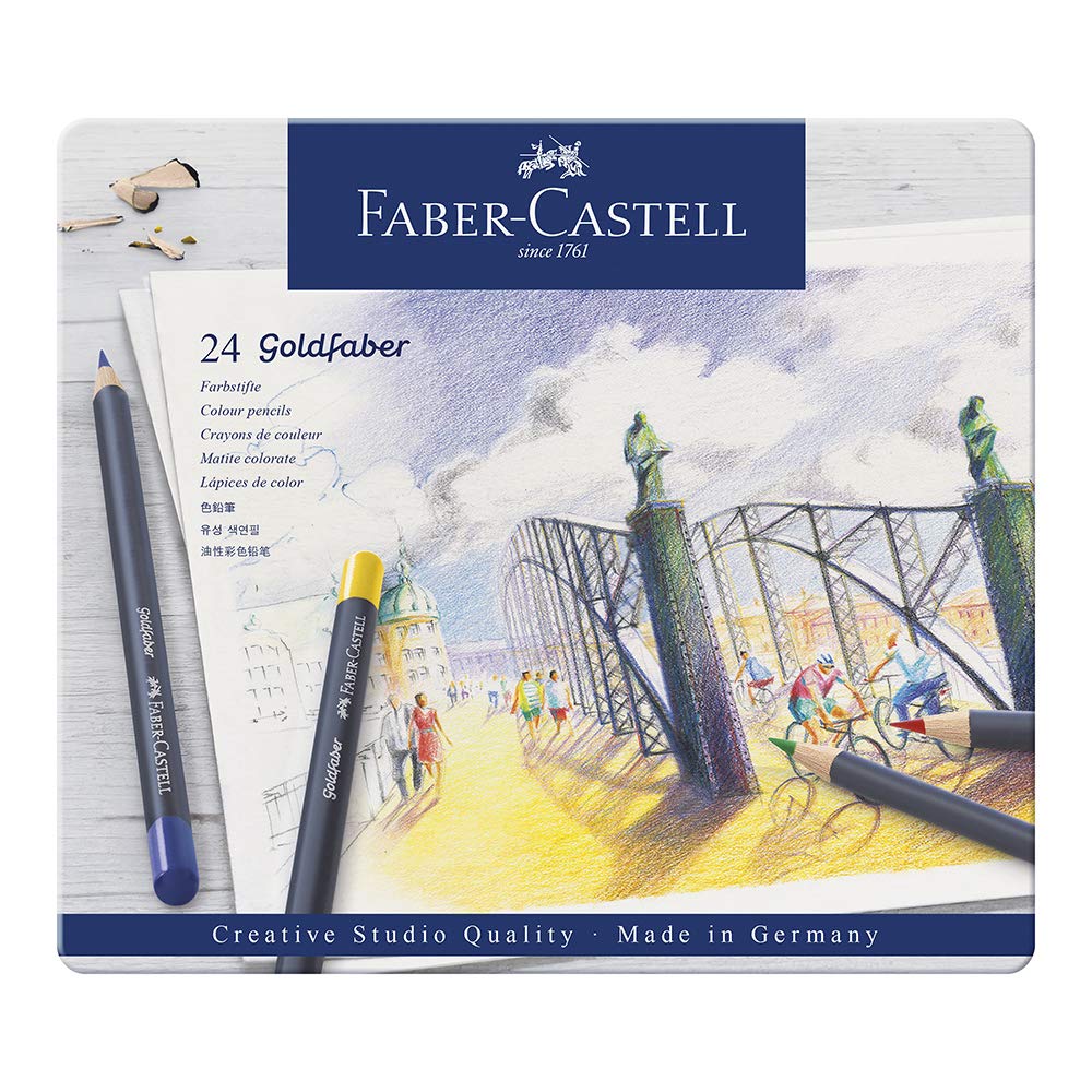 [114724] Estuche Metal Lápiz Dibujo Goldfaber 24 pzs. Creative Studio Faber-Castell