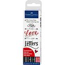 Estuche 4 Rotulador Pitt Artist Pen Hand Lettering -Negro/Rojo- Faber-Castell