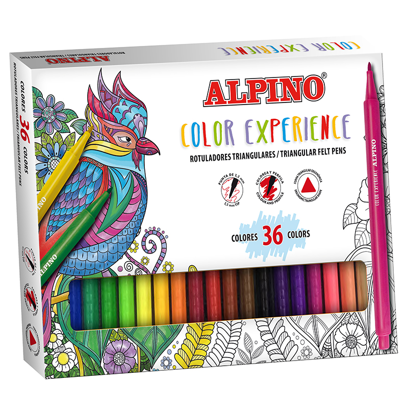 [AR001038] Estuche 36 Rotuladores Triangulares -Color Experience- Alpino