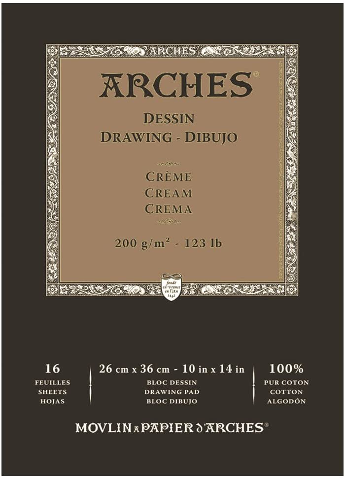 Bloc Dibujo 16 Hojas 26 x 36 cm. 200 gr. -Dessin Crème- Arches