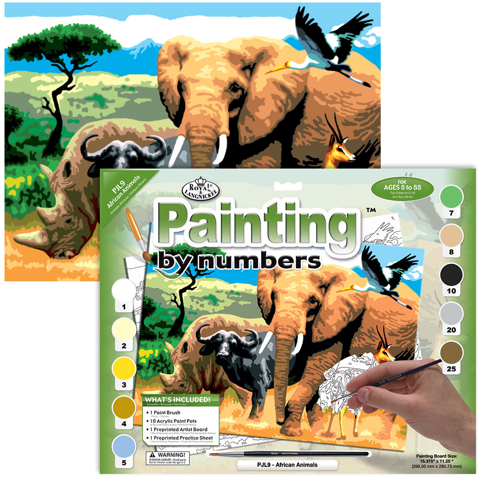 Pintar Por Números Junior 32,4 x 42 cm. -Animales Africanos- Royal & Langnickel