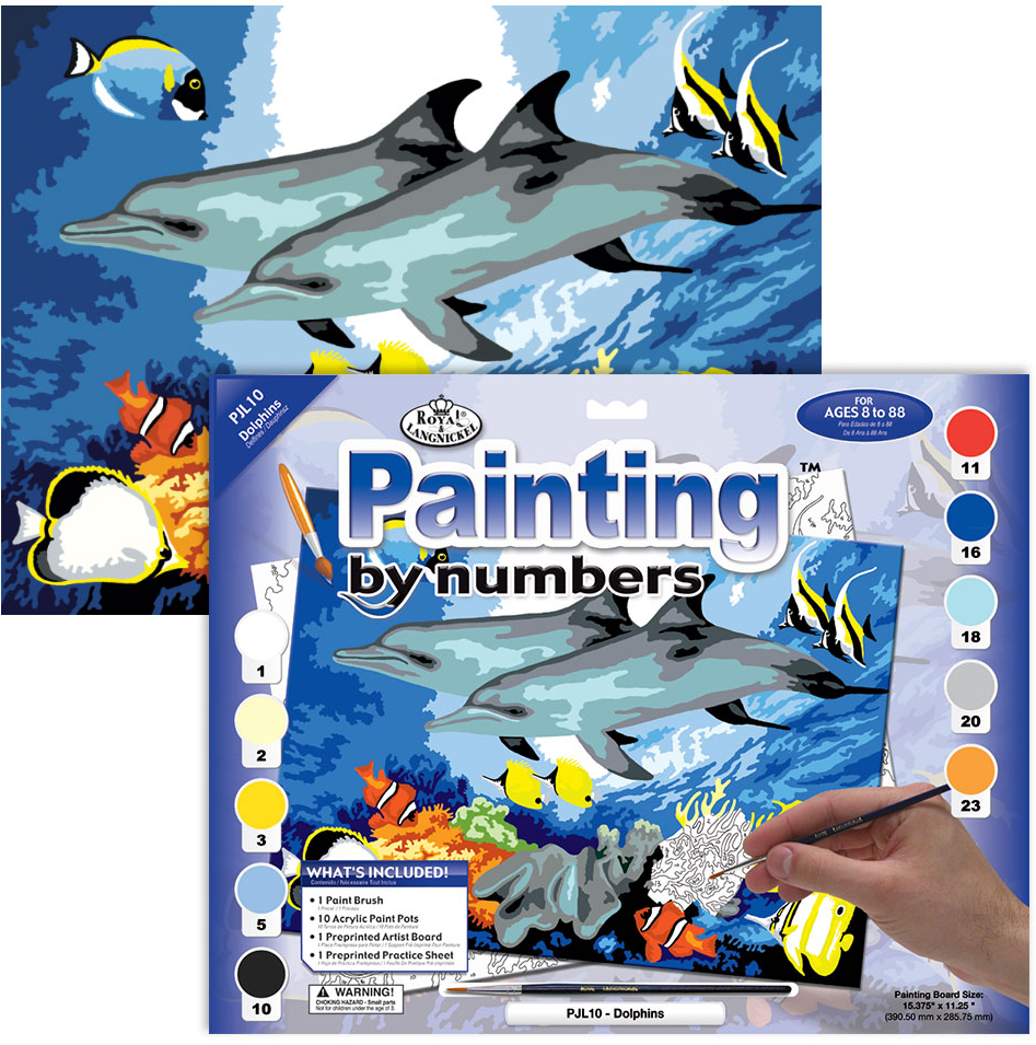 Pintar Por Números Junior 32,4 x 42 cm. -Delfines- Royal & Langnickel