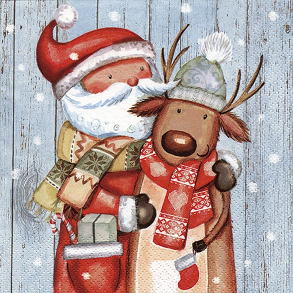 Servilleta 33 x 33 cm. -Santa y Reno-