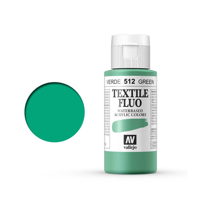 [40512] Pintura Textile Color Flúor 60 ml. Acrylicos Vallejo (Verde Flúor)