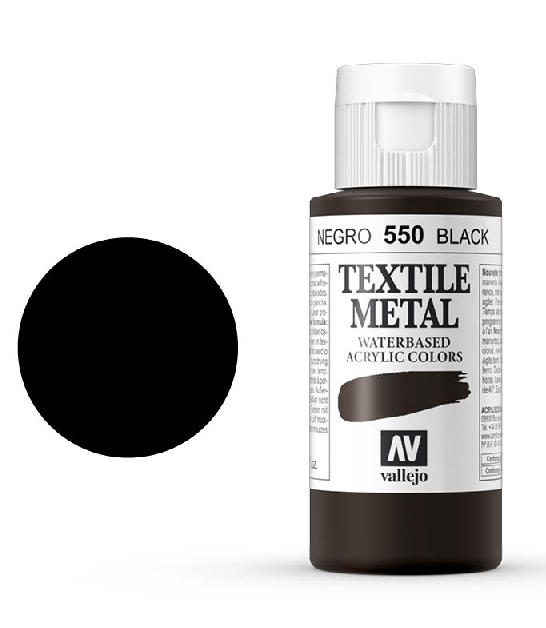 [40550] Pintura Textile Color Metalizada 60 ml. Acrylicos Vallejo (Negro Metalizado)