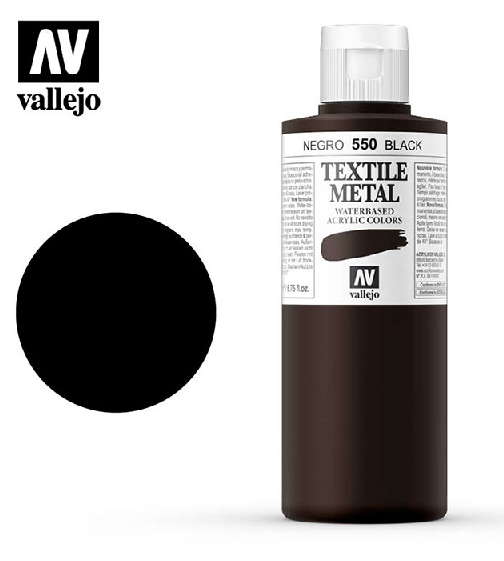 [41550] Pintura Textile Color Metalizada 200 ml. Acrylicos Vallejo (Negro Metalizado)
