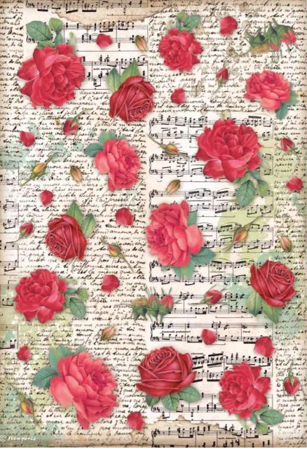 Papel Arroz Decorado  A4 -Desire Rosas Rojas  - Stampería