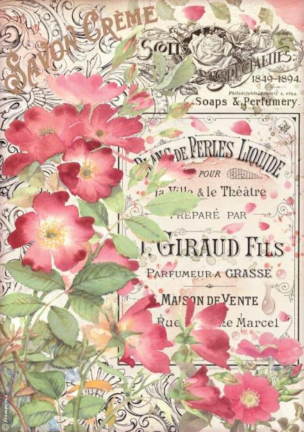 Papel Arroz Decorado  A4 - Rose Parfum Savon Créme - Stampería