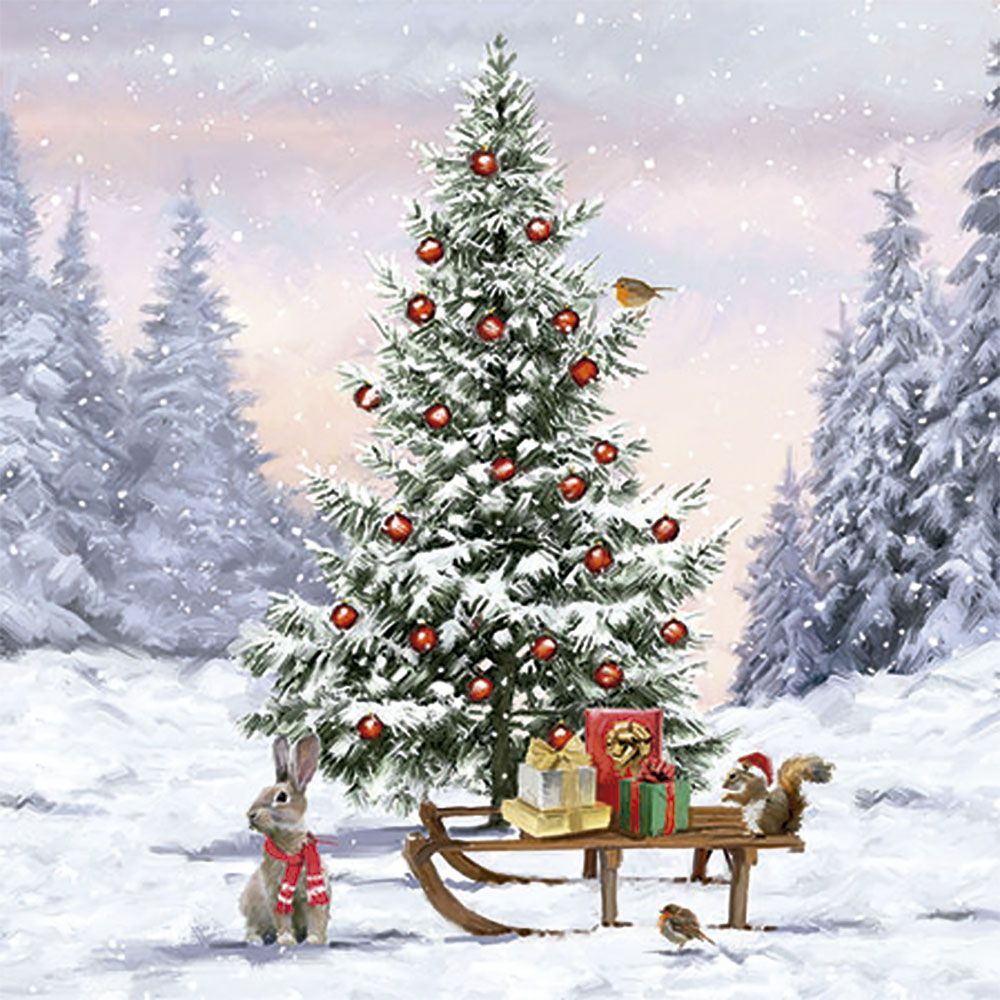 Servilleta 33 x 33 cm. -Winter Animals-