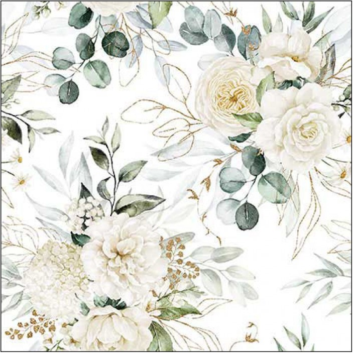 Servilleta 33 x 33 cm. -Eucalyptus And Roses-